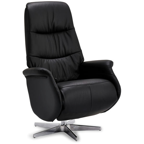 Relaxsessel Manual Schwarz Leder Delta - FURNHOUSE
