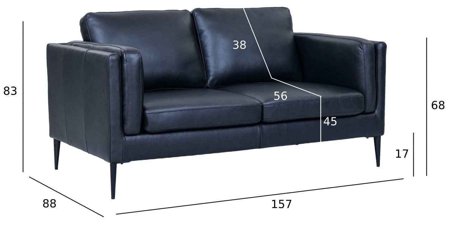 2-Sitzer Sofa Valencia Schwarz - FURNHOUSE