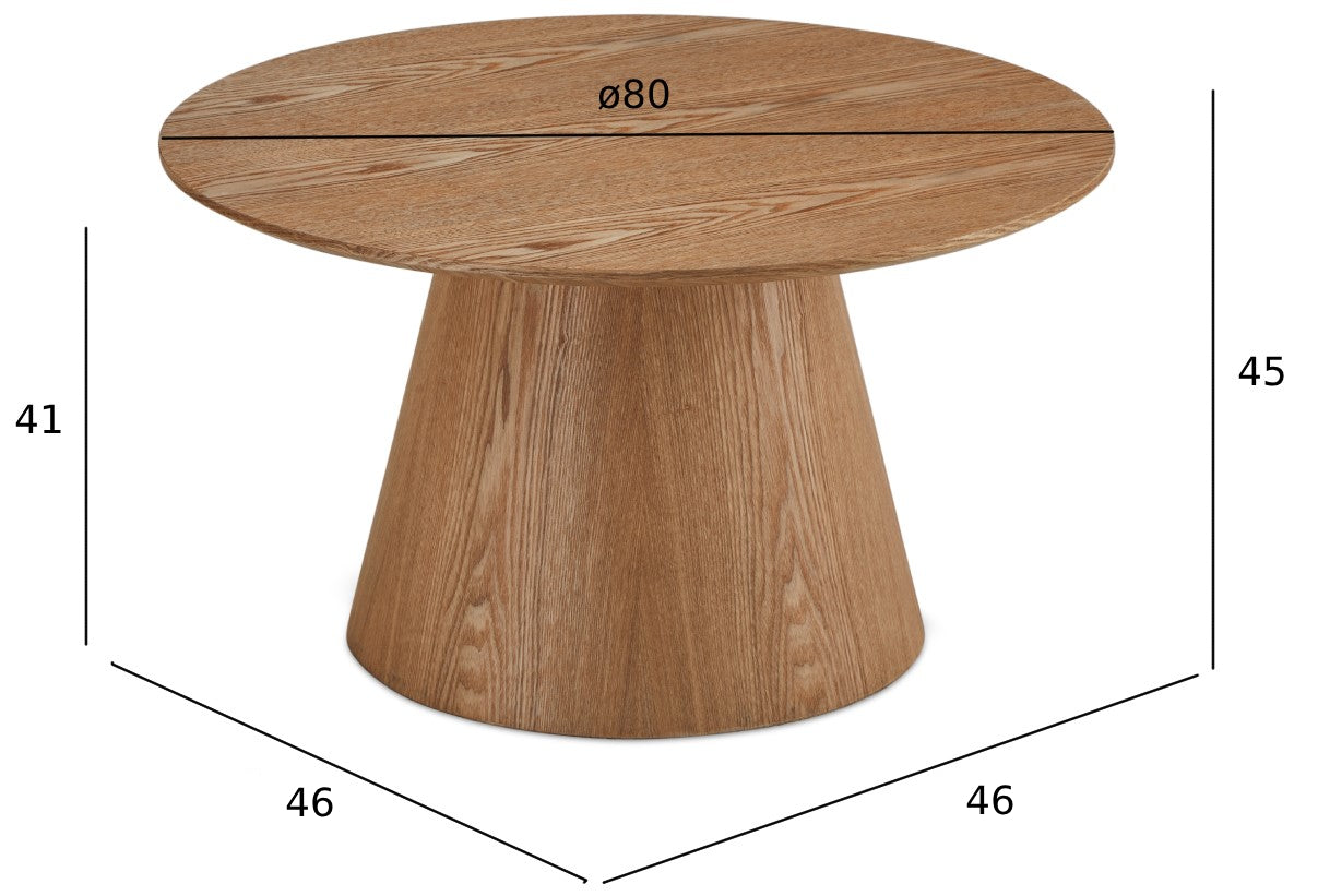 Runder Couchtisch mit Säulenfuß Tango Eichefarben ø80x45 cm - FURNHOUSE