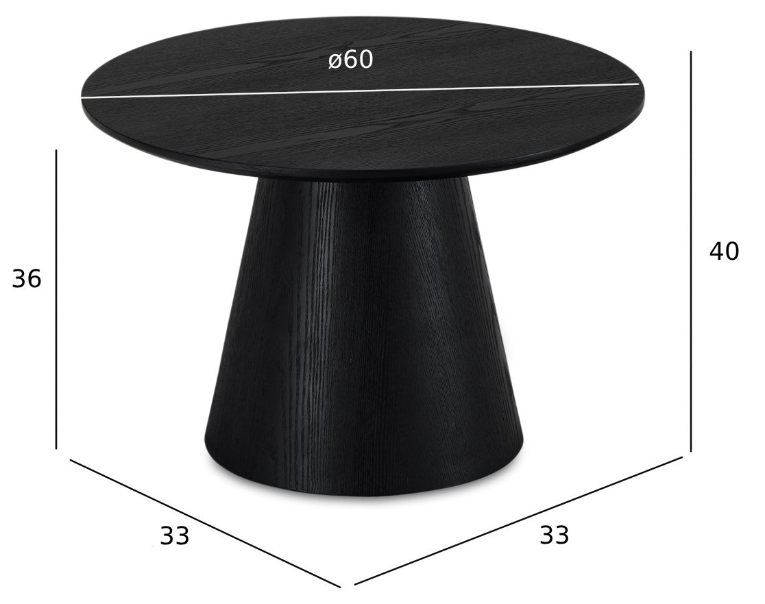 Runder Couchtisch mit Säulenfuß Tango Schwarz ø60x40 cm - FURNHOUSE
