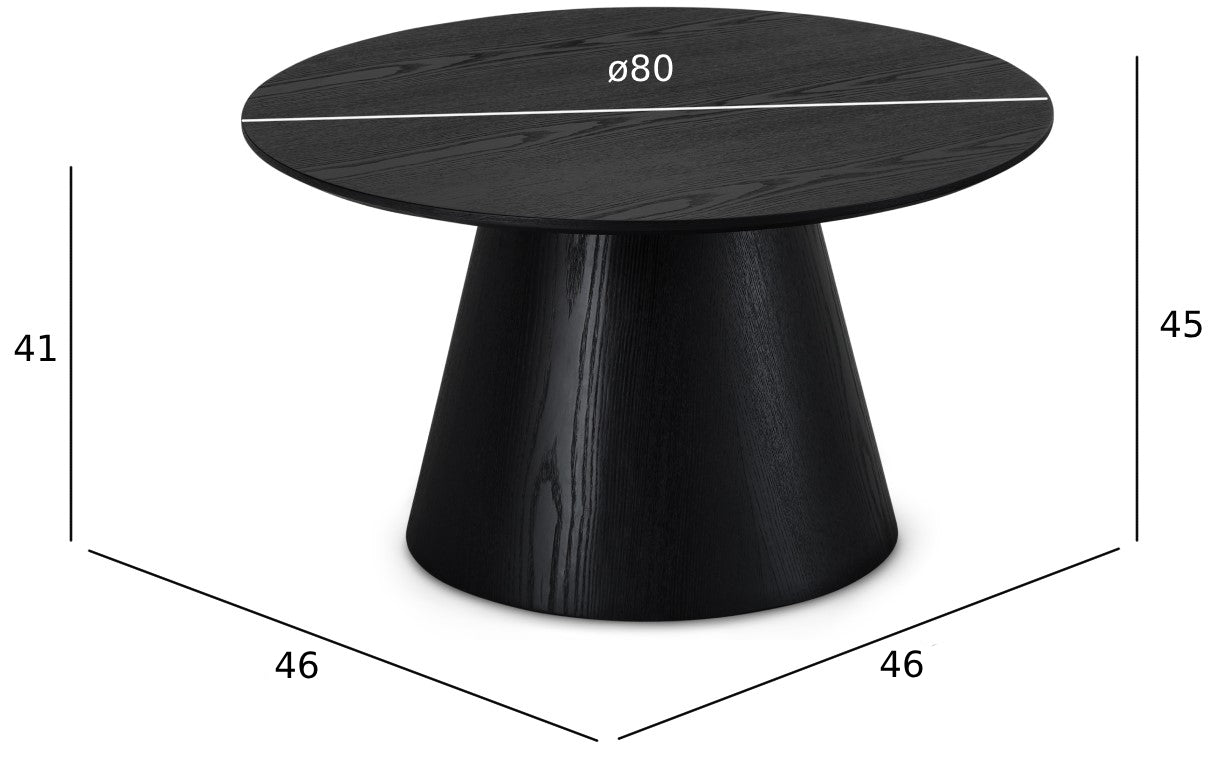 Runder Couchtisch mit Säulenfuß Tango Schwarz ø80x45 cm - FURNHOUSE