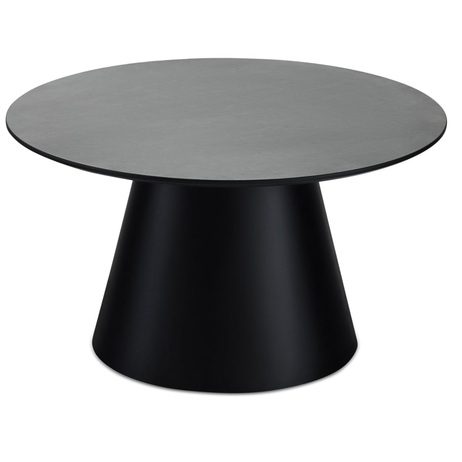 Runder Couchtisch mit Säulenfuß Tango Dunkelgrau Marmoroptik ø80x45 cm - FURNHOUSE