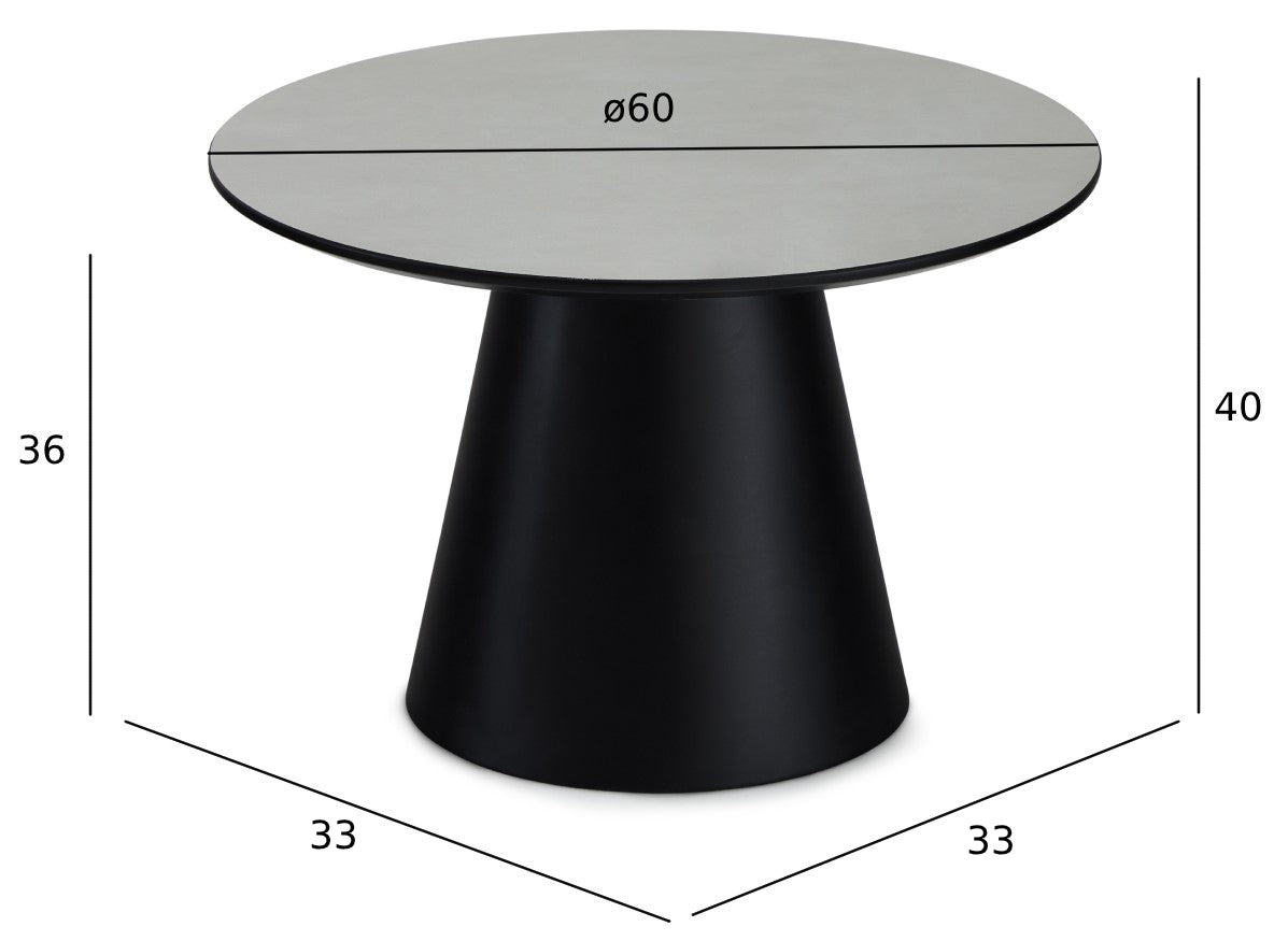 Runder Couchtisch mit Säulenfuß Tango Hellgrau Marmoroptik ø60x40 cm - FURNHOUSE