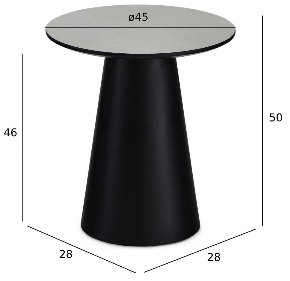 Runder Couchtisch mit Säulenfuß Tango Hellgrau Marmoroptik ø45x50 cm - FURNHOUSE