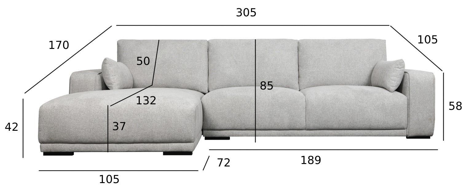 3-Sitzer Ecksofa Links California Grau - FURNHOUSE