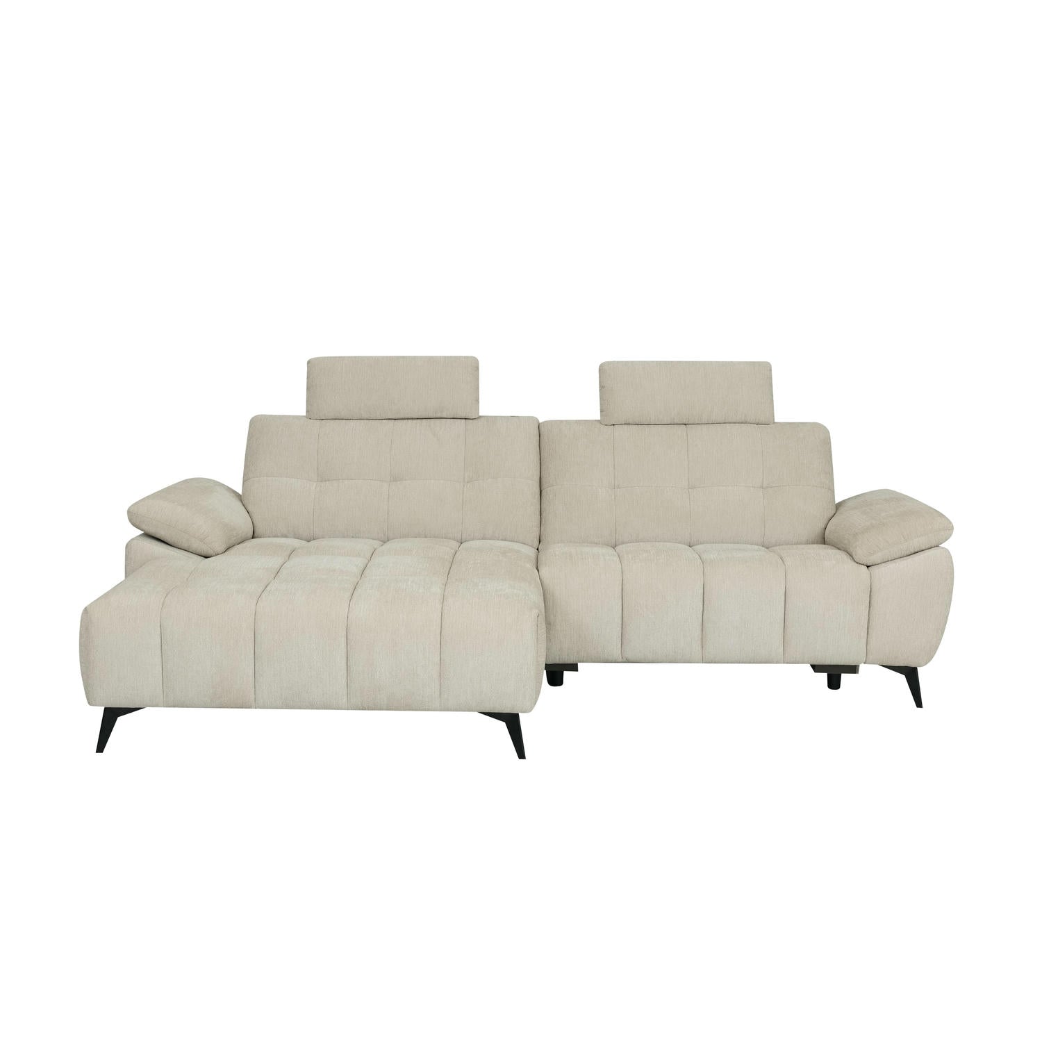 Colorado L-Form Ecksofa Links – mit Elektrische Relaxfunktion, USB - Stoffbezug Creme Beige