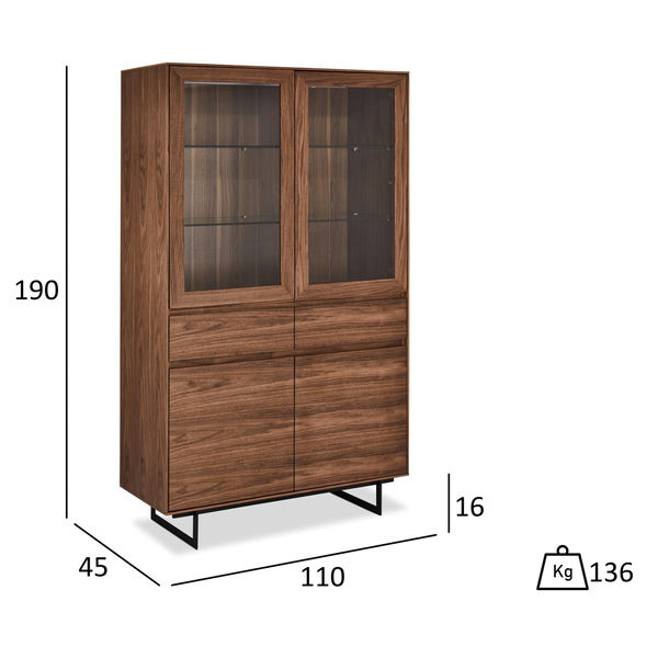 Vitrinenschrank Tokyo Nussbaum - FURNHOUSE