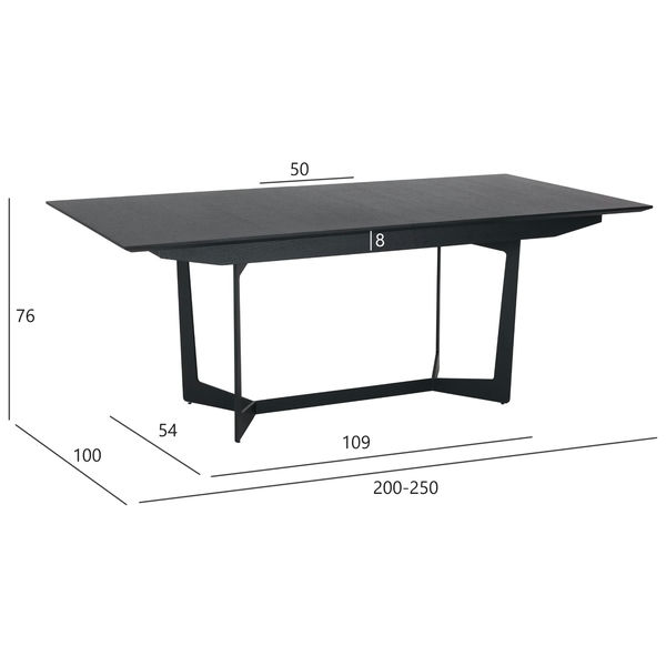 Ausziehbar Esstisch Tokyo - Inklusive 2 Ansteckplatten - Schwarz 200/250x100 cm - FURNHOUSE