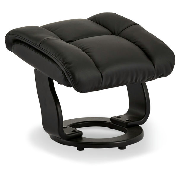 Relaxsessel Manual Schwarz Echtleder mit Hocker Crown - FURNHOUSE
