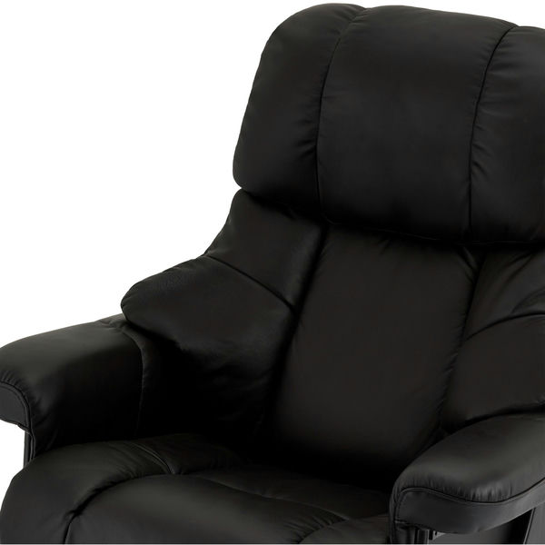 Relaxsessel Manual Schwarz Echtleder mit Hocker Crown - FURNHOUSE