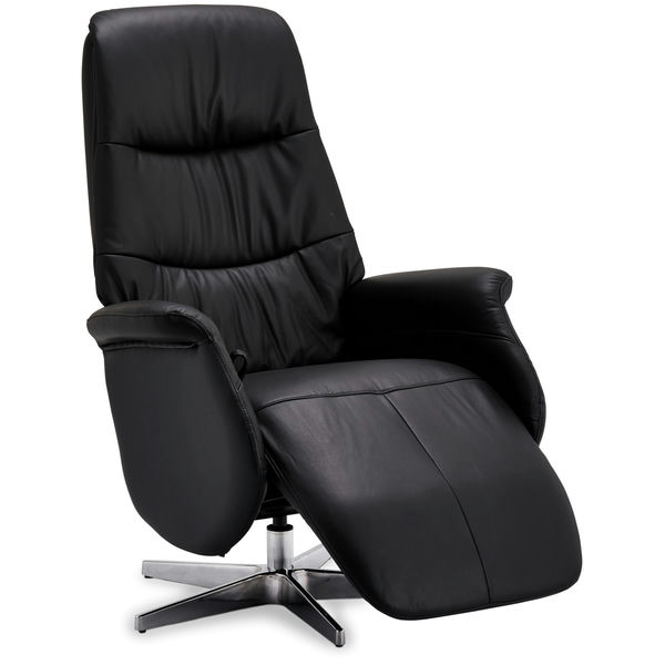 Relaxsessel Manual Schwarz Leder Delta - FURNHOUSE