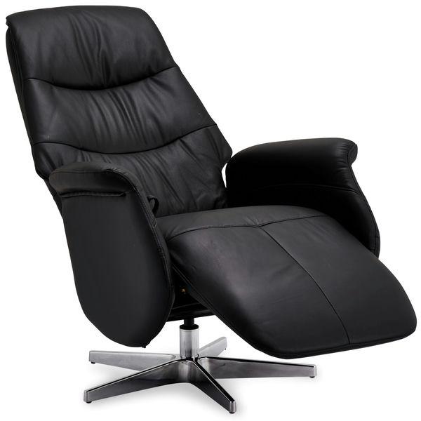 Relaxsessel Manual Schwarz Leder Delta - FURNHOUSE