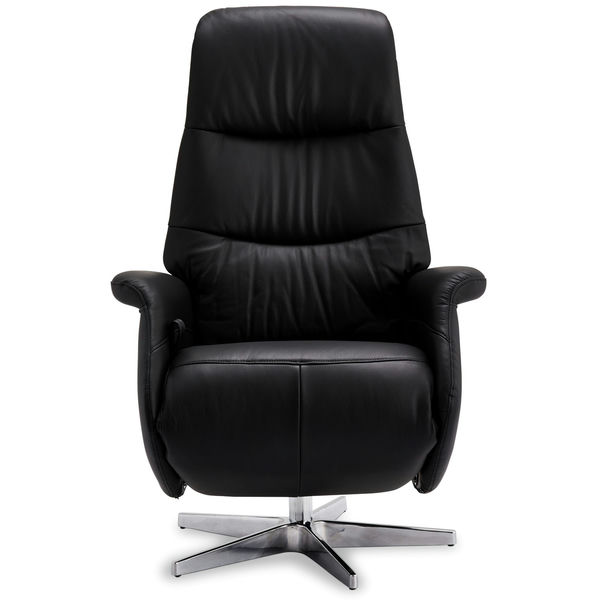 Relaxsessel Manual Schwarz Leder Delta - FURNHOUSE