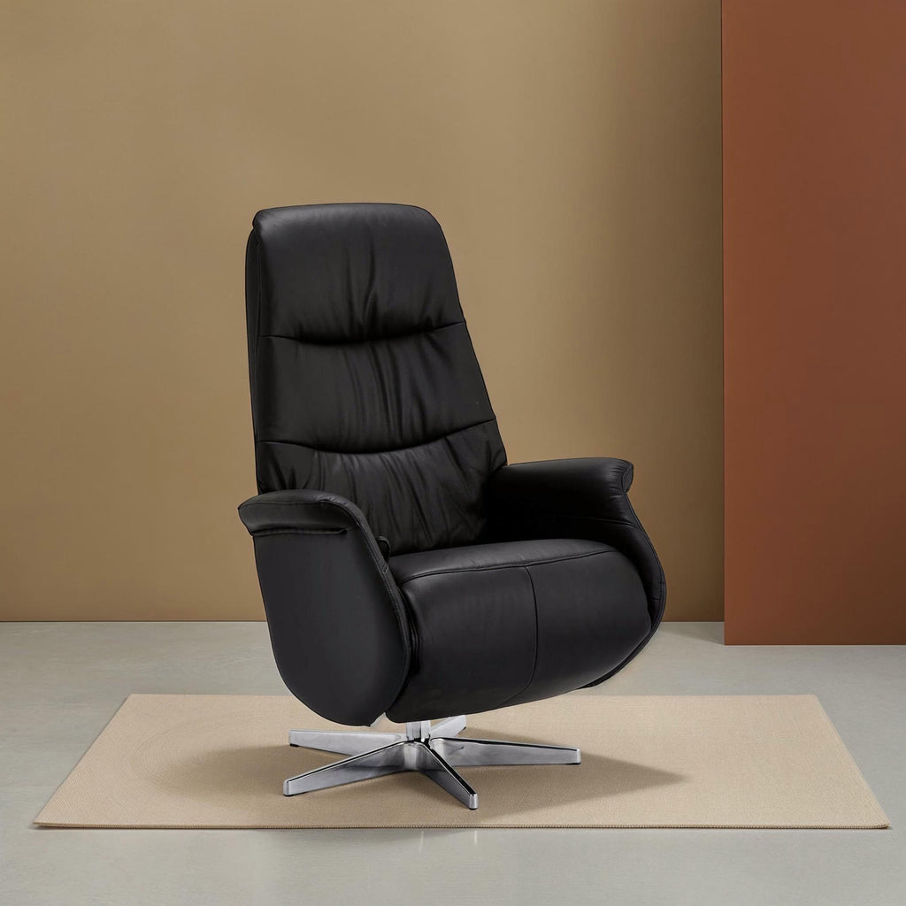 Delta Manueller Relaxsessel - Echtleder/PVC Schwarz