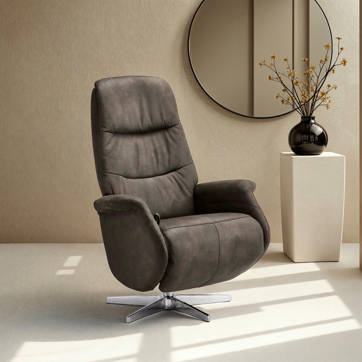 Delta Manueller Relaxsessel - Stoffbezug Taupe Grau