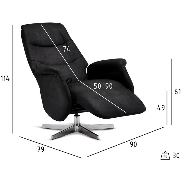 Relaxsessel Manual Schwarz Stoff Delta - FURNHOUSE