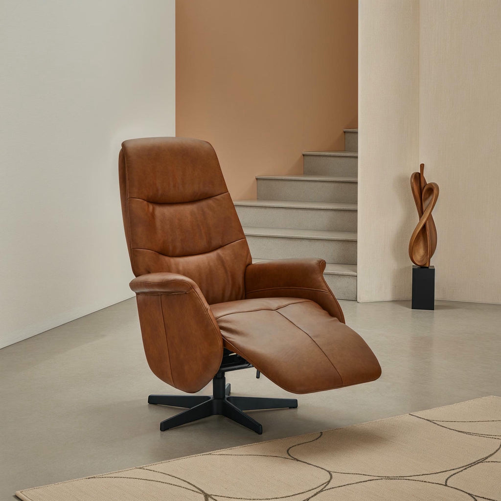 Delta Manueller Relaxsessel - Echtleder Cognac Braun