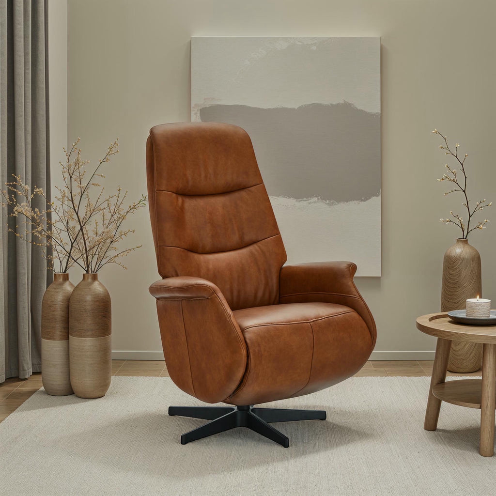 Delta Manueller Relaxsessel - Echtleder Cognac Braun