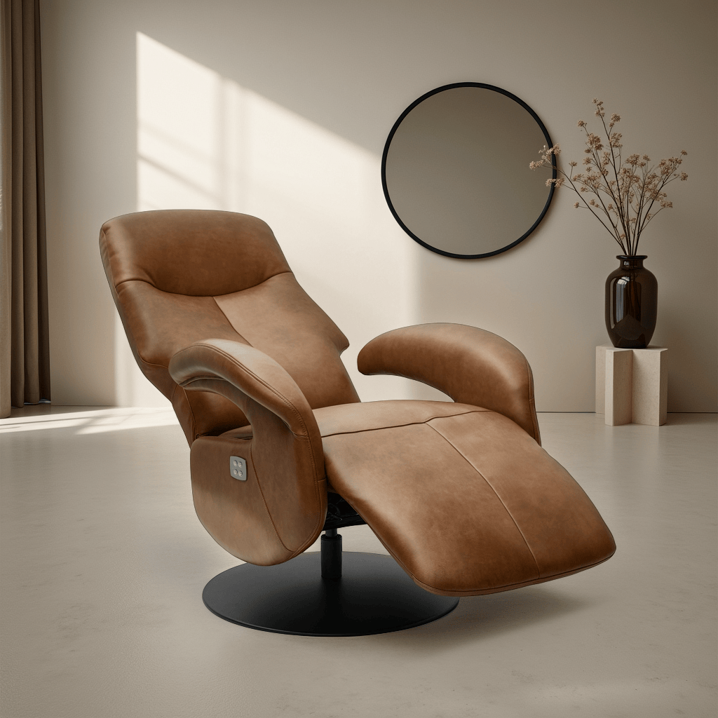Bull Elektrischer Relaxsessel - Echtleder Cognac Braun