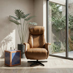 Elektrischer Relaxsessel - Echtleder Cognac Braun - FURNHOUSE