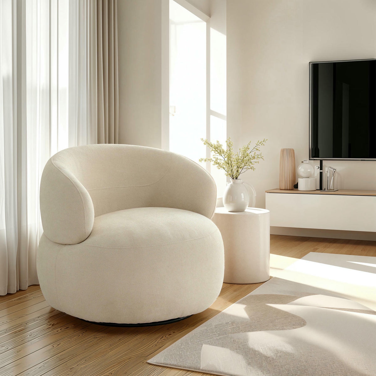 New York Drehsessel - Stoffbezug Creme Beige