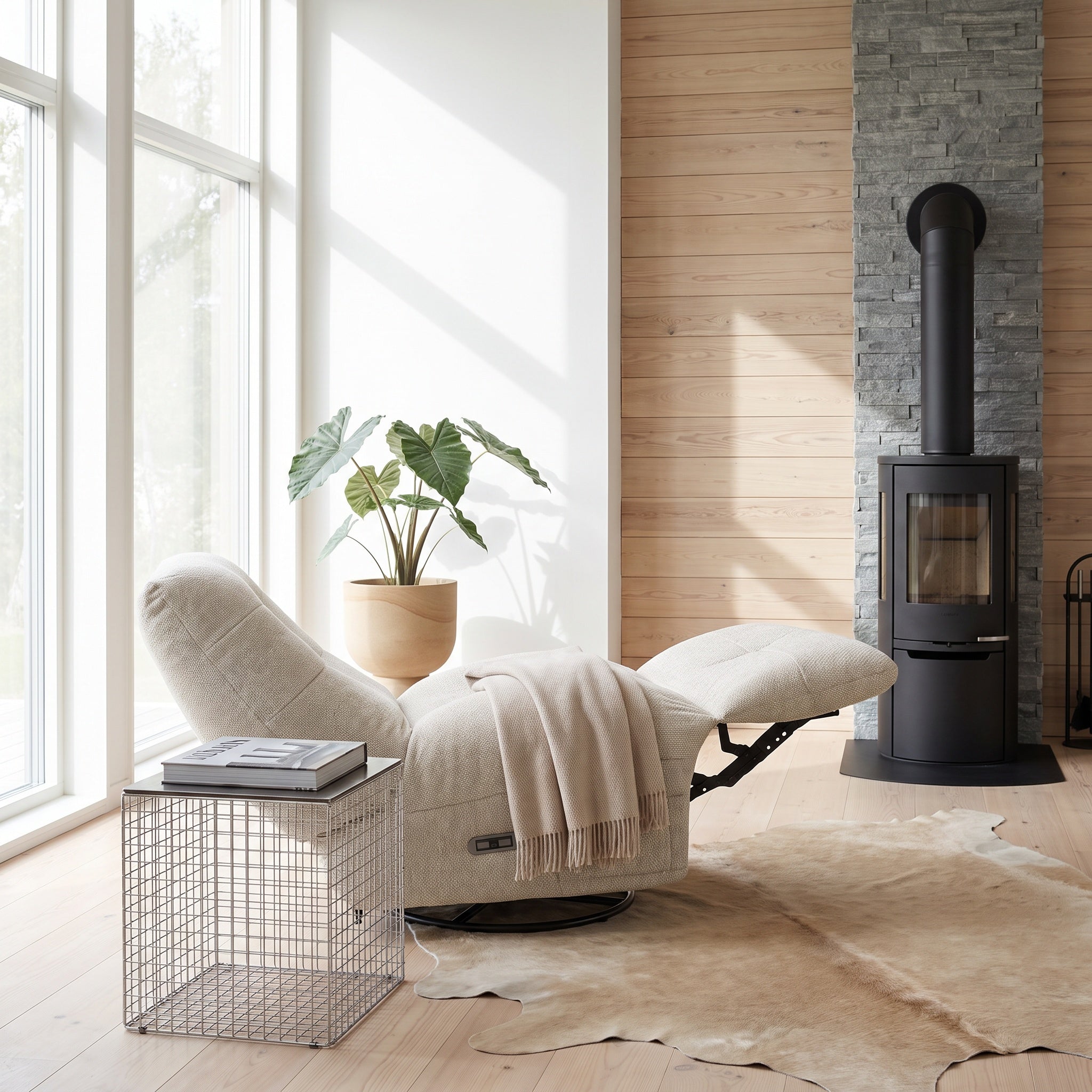 Elektrischer Relaxsessel Sultan - Stoffbezug Beige - FURNHOUSE