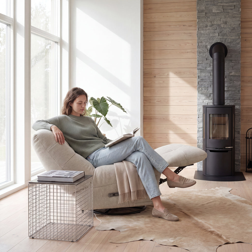 Elektrischer Relaxsessel Sultan - Stoffbezug Beige - FURNHOUSE