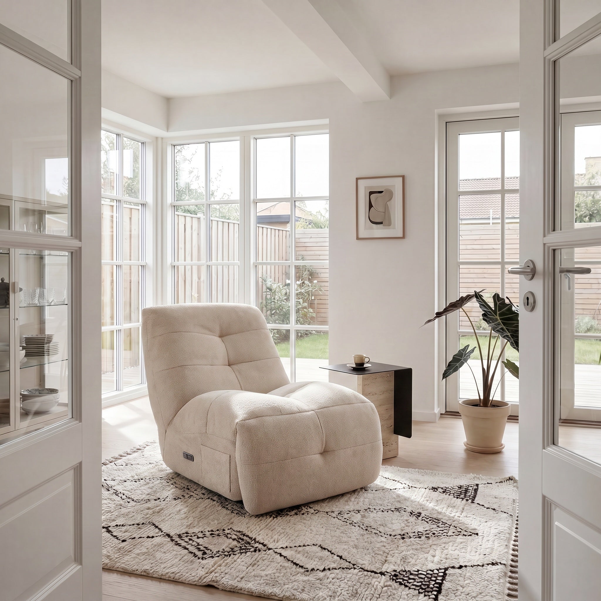 Elektrischer Relaxsessel Sultan - Stoffbezug Beige - FURNHOUSE