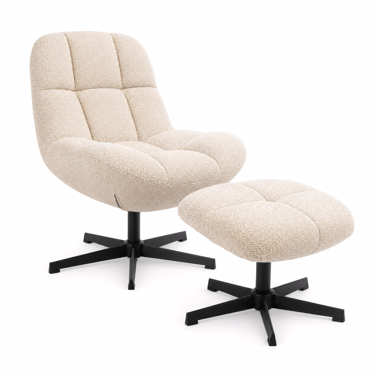 Manueller Relaxsessel Swing mit Fußhocker - Stoffbezug Beige - FURNHOUSE