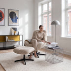 Manueller Relaxsessel Swing mit Fußhocker - Stoffbezug Beige - FURNHOUSE