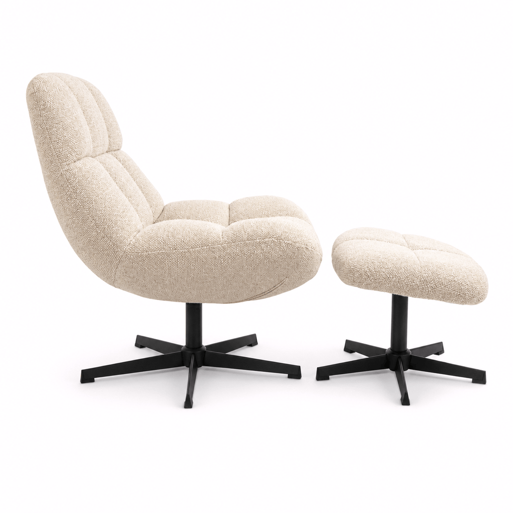Manueller Relaxsessel Swing mit Fußhocker - Stoffbezug Beige - FURNHOUSE