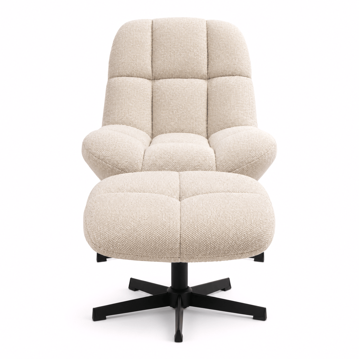 Manueller Relaxsessel Swing mit Fußhocker - Stoffbezug Beige - FURNHOUSE