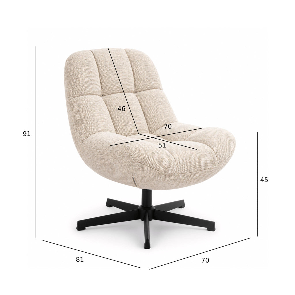 Manueller Relaxsessel Swing mit Fußhocker - Stoffbezug Beige - FURNHOUSE