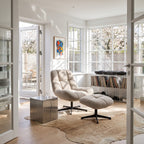Manueller Relaxsessel Swing mit Fußhocker - Stoffbezug Taupe - FURNHOUSE