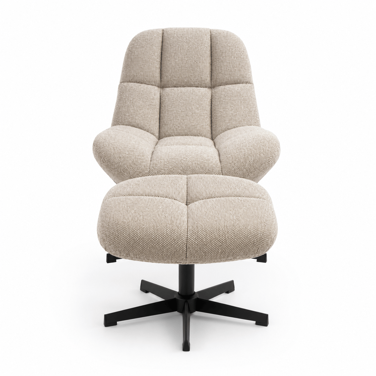 Manueller Relaxsessel Swing mit Fußhocker - Stoffbezug Taupe - FURNHOUSE