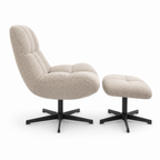 Manueller Relaxsessel Swing mit Fußhocker - Stoffbezug Taupe - FURNHOUSE