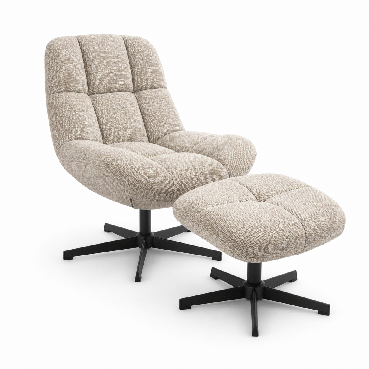 Manueller Relaxsessel Swing mit Fußhocker - Stoffbezug Taupe - FURNHOUSE