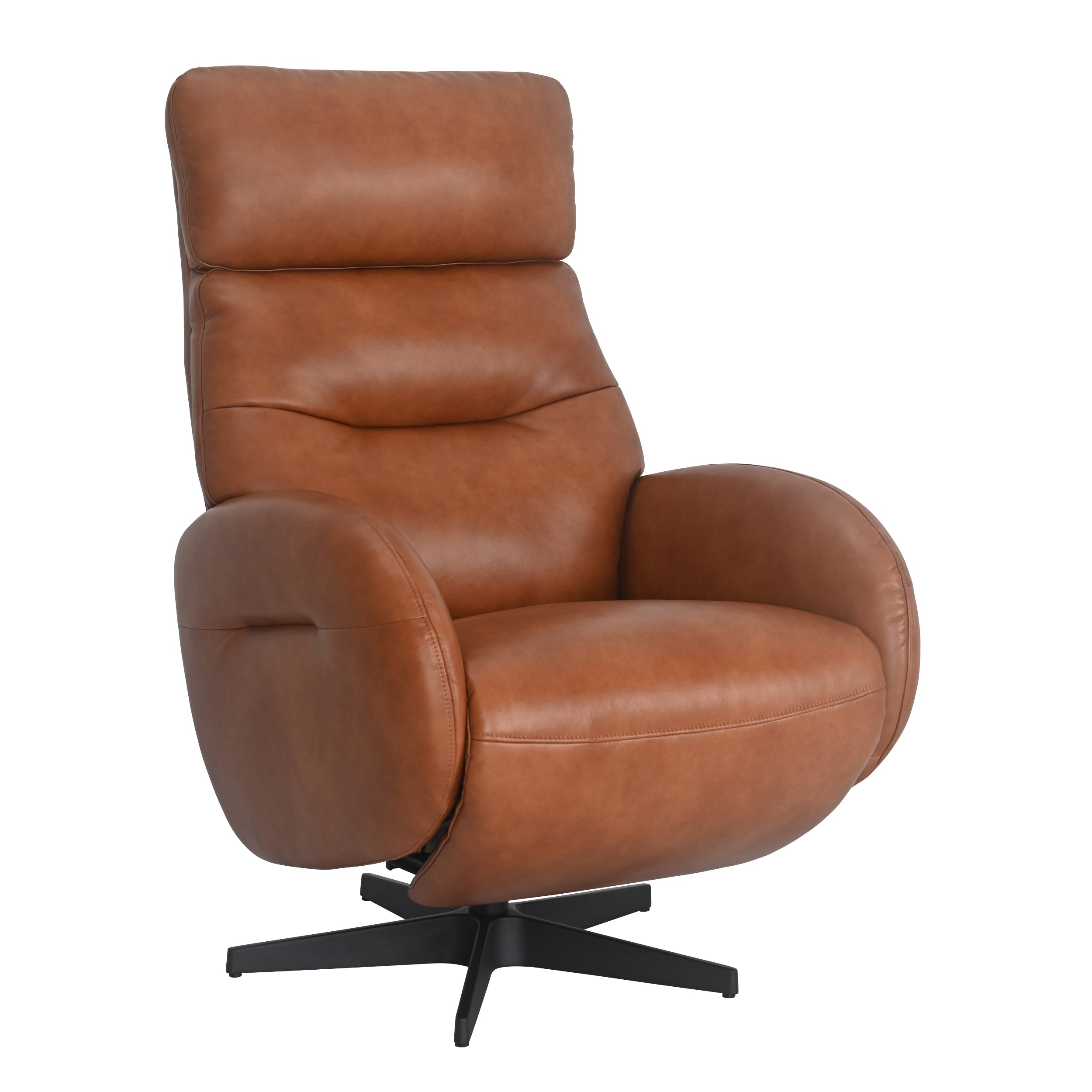 Manueller Relaxsessel Dalton - Echtleder Cognacbraun, drehbar - FURNHOUSE