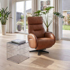 Manueller Relaxsessel Dalton - Echtleder Cognacbraun, drehbar - FURNHOUSE