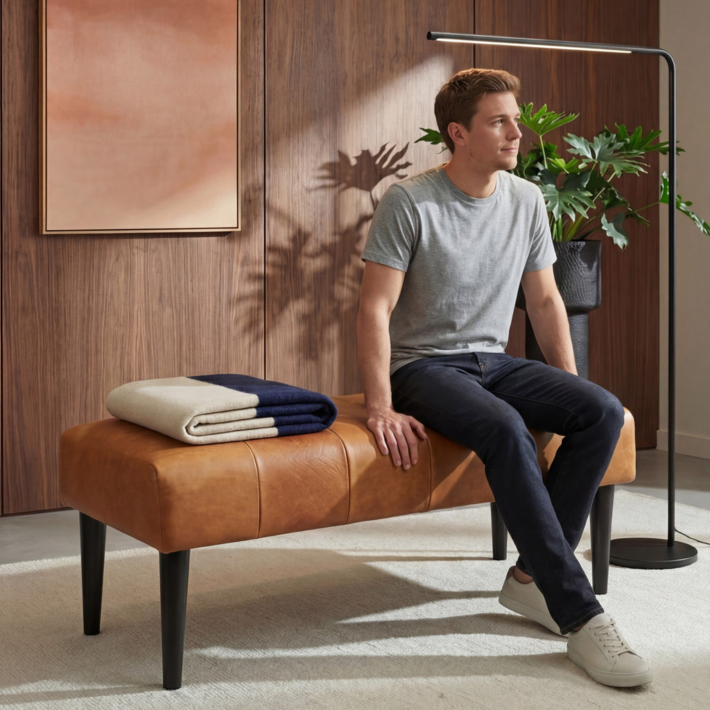Athea Sitzbank 120 cm - Cognacbraun - FURNHOUSE