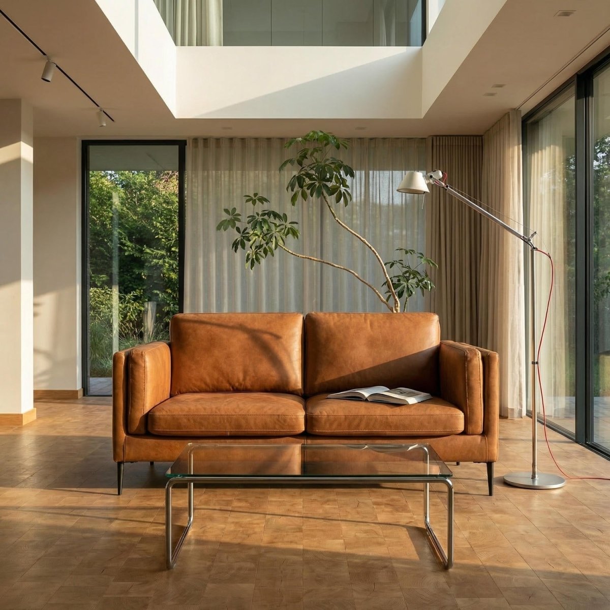 2-Sitzer Ledersofa - Echtleder Cognac Braun - FURNHOUSE