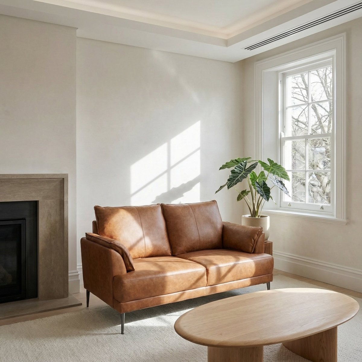 2-Sitzer Ledersofa - Echtleder Cognac Braun - FURNHOUSE