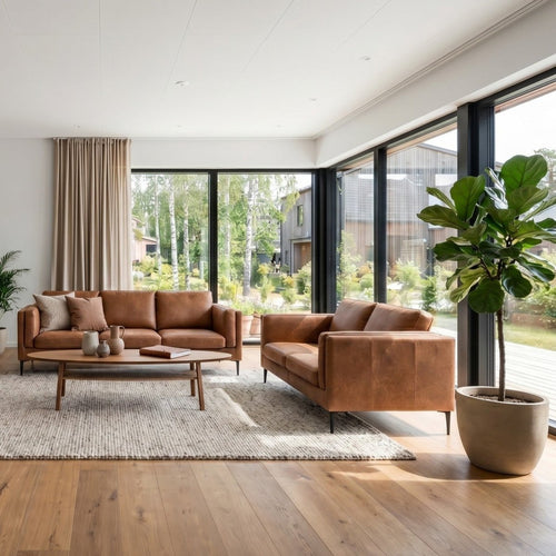 2 - Sitzer Ledersofa - Echtleder Cognac Braun - IBBE DESIGN - FURNHOUSE