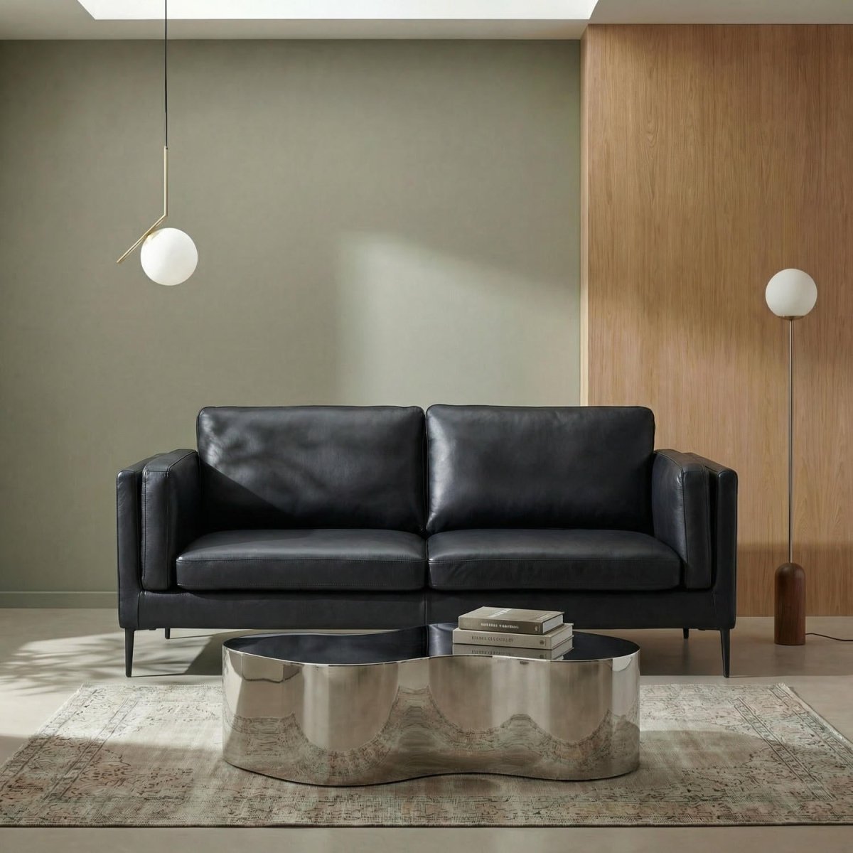 2-Sitzer Ledersofa - Echtleder Schwarz - FURNHOUSE