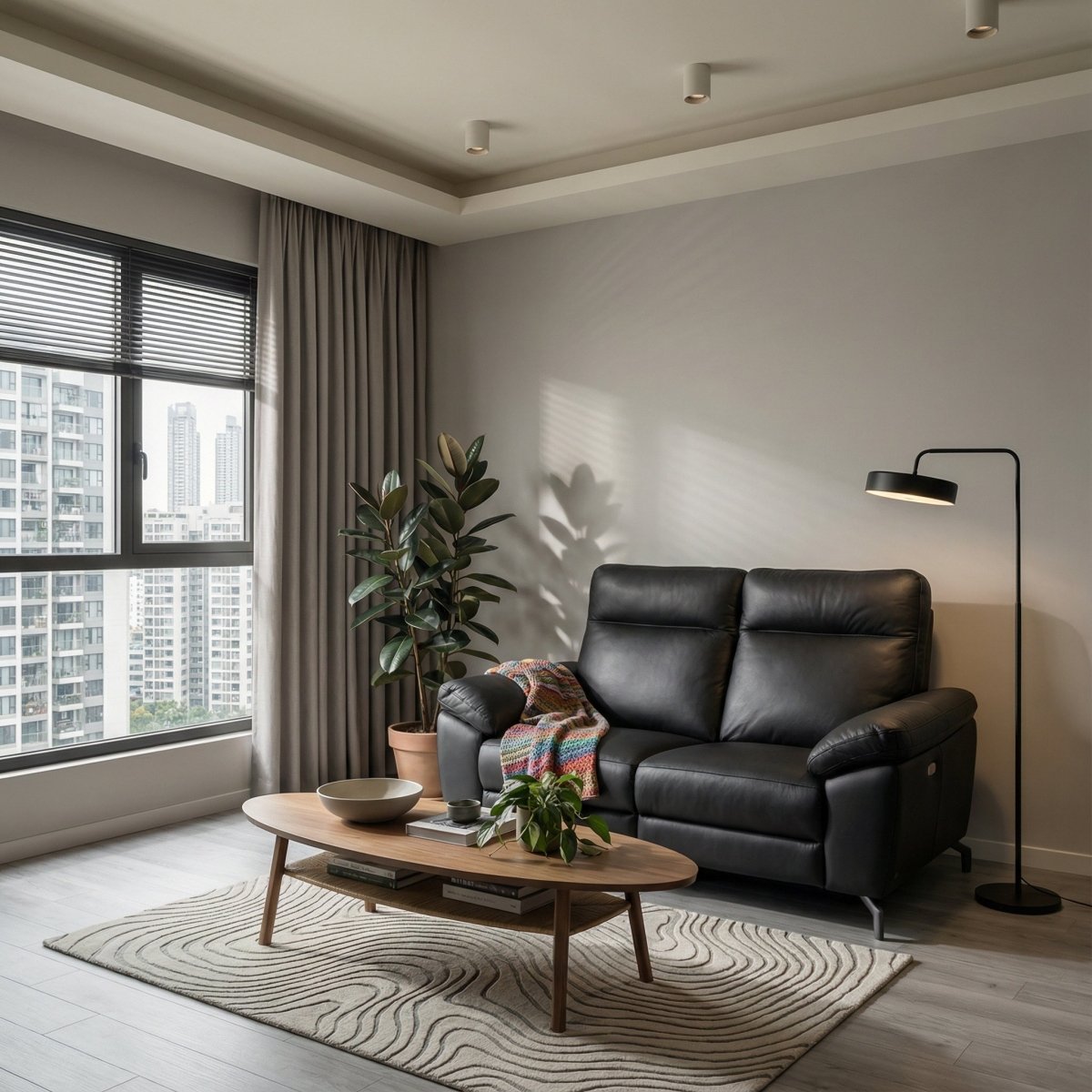 2-Sitzer Sofa - mit Elektrische Relaxfunktion, USB - Echtleder Schwarz - FURNHOUSE