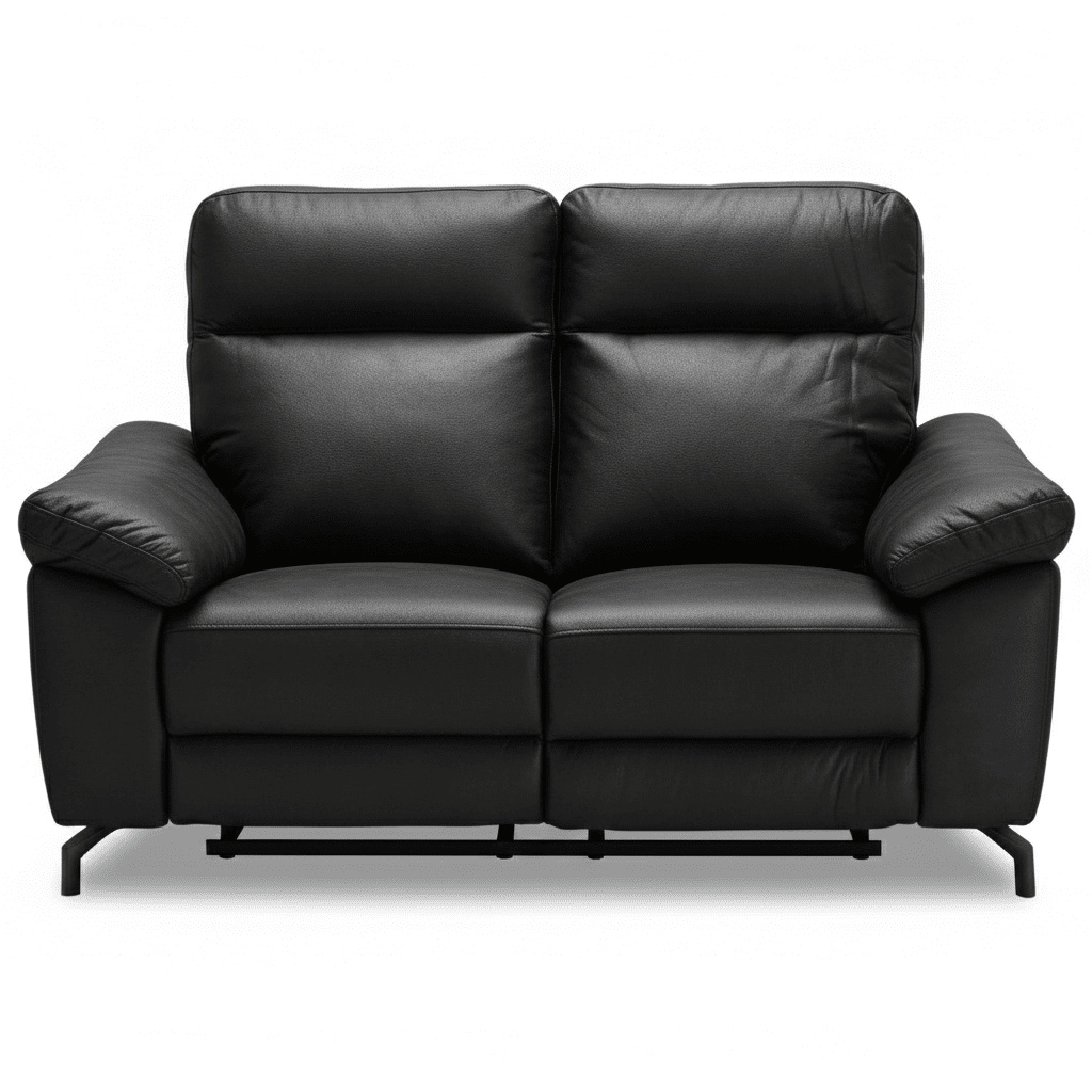 2-Sitzer Sofa - mit Elektrische Relaxfunktion, USB - Echtleder Schwarz - FURNHOUSE
