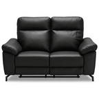 2-Sitzer Sofa - mit Elektrische Relaxfunktion, USB - Echtleder Schwarz - FURNHOUSE