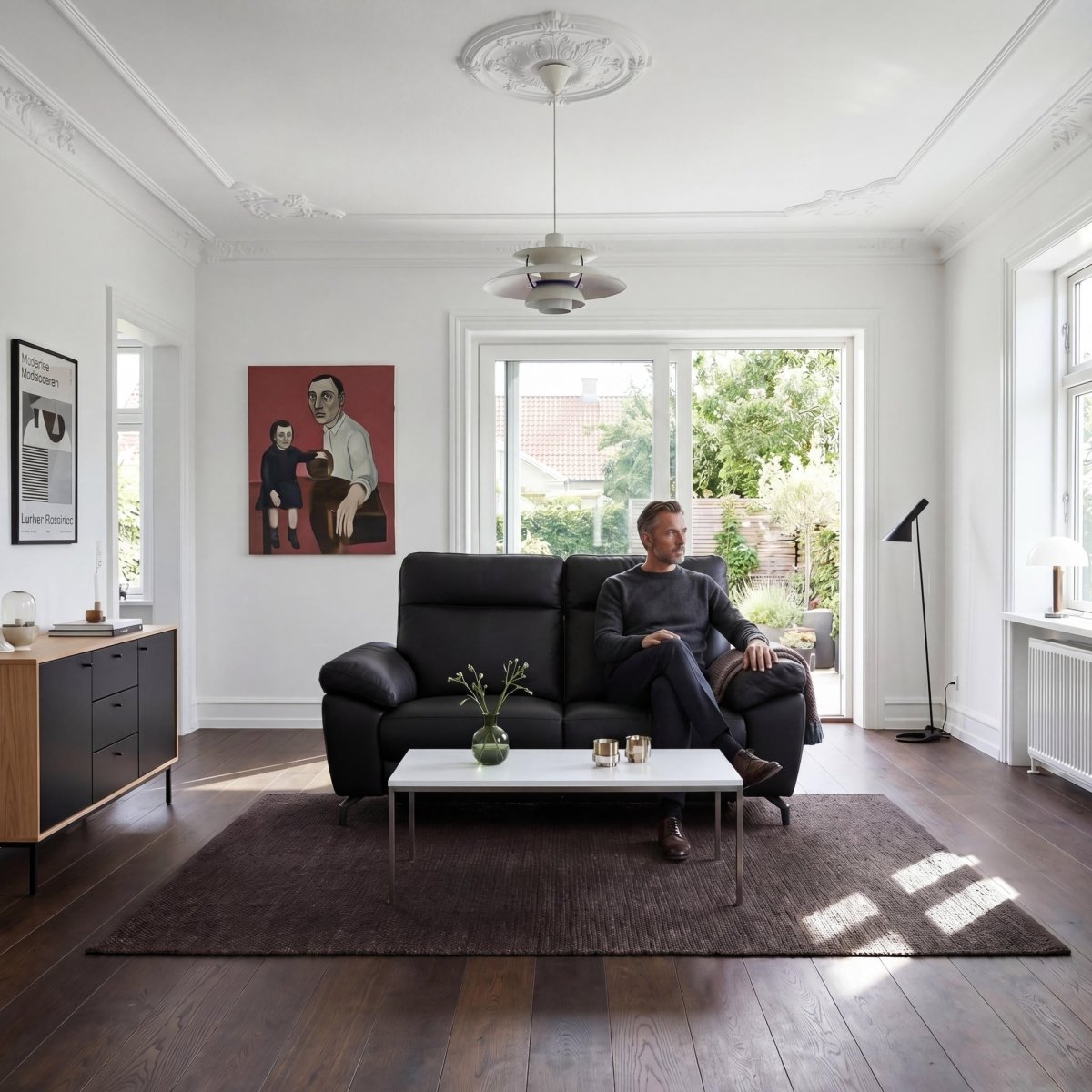 2 - Sitzer Sofa - mit Elektrische Relaxfunktion, USB - Echtleder Schwarz - IBBE DESIGN - FURNHOUSE