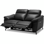 2-Sitzer Sofa - mit Elektrische Relaxfunktion, USB - Echtleder Schwarz - FURNHOUSE