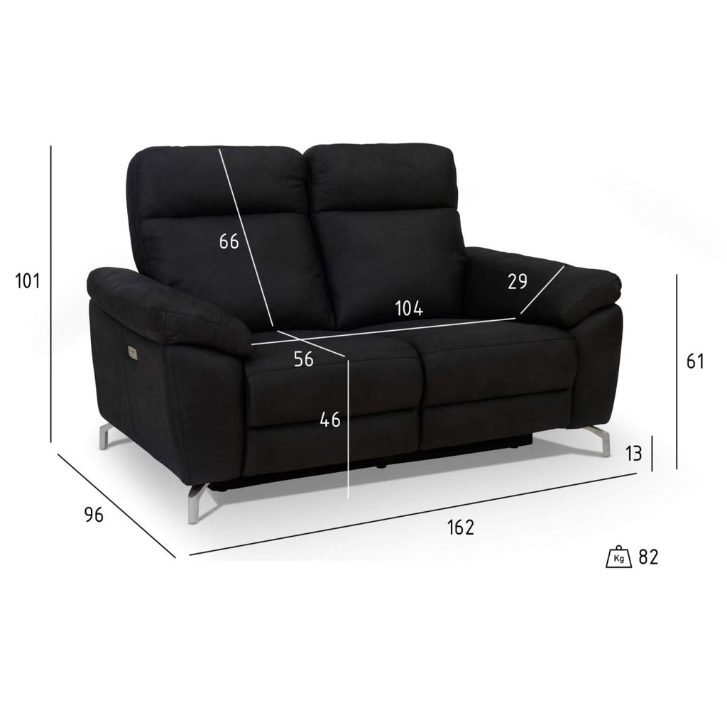 2-Sitzer Sofa - mit Elektrische Relaxfunktion, USB - Stoffbezug Schwarz - FURNHOUSE